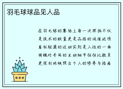 羽毛球球品见人品